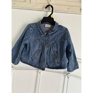 Hanna Andersson Toddler Girl Jean Jacket Size 90 Blue Crop Denim